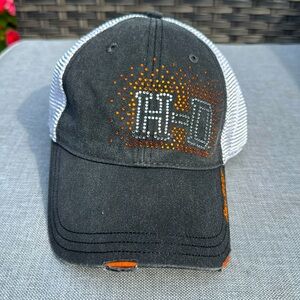 Black and Orange Harley Davidson hat